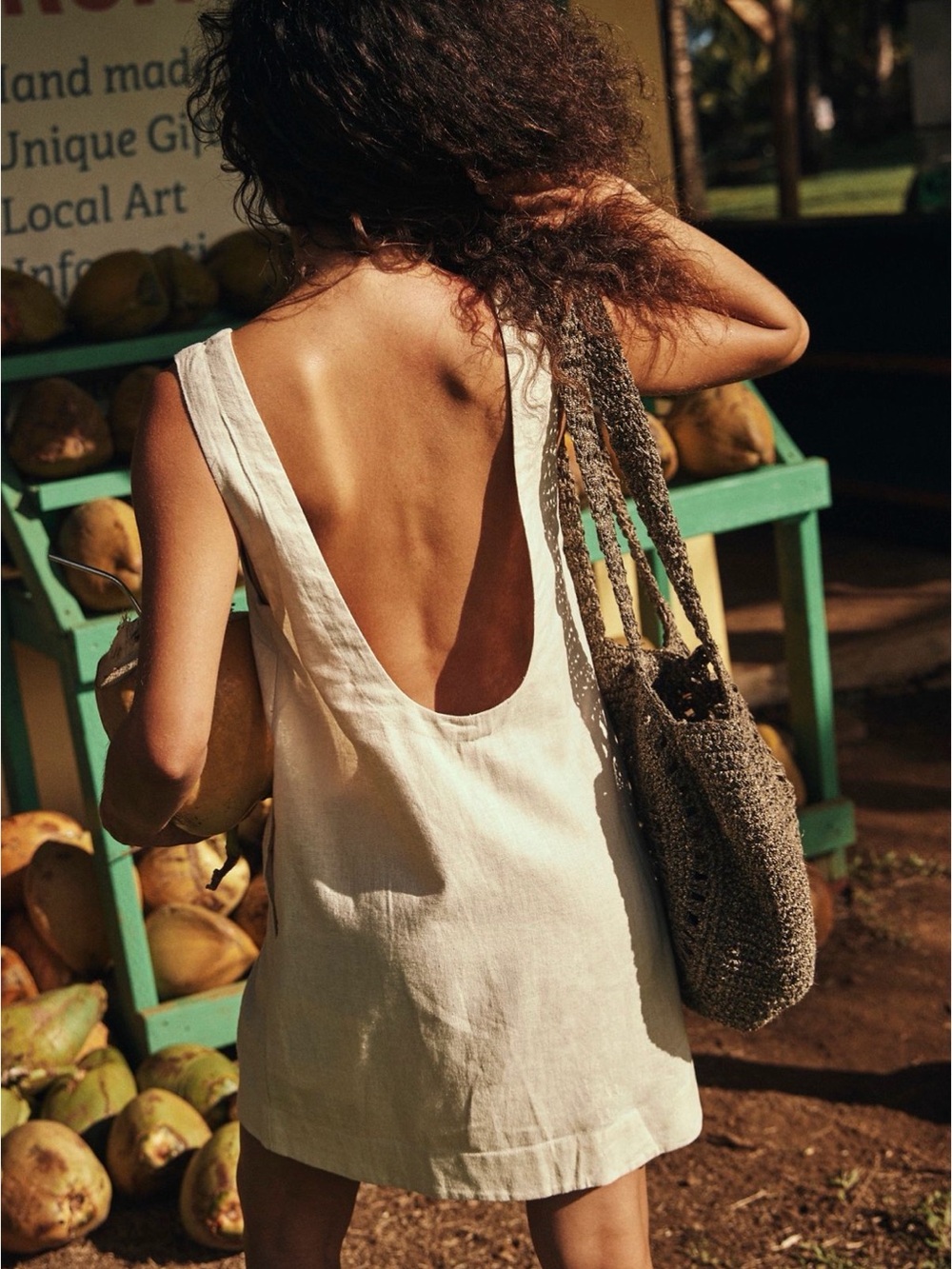 Free People Sleeveless Cream Linen Shift Dress - Picture 3 of 12